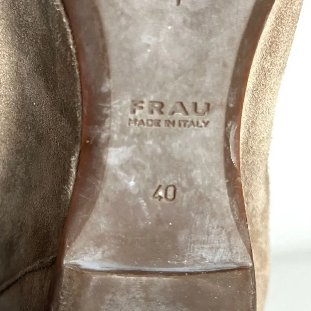FRAU Suede Leather Wedge Pump Taupe Python Snake Print Toe IT 40 US 8